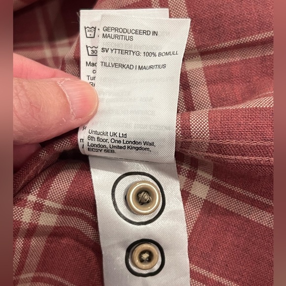 NWOT UNTUCKit Colton Long Sleeve Button Down | Red & Tan | Slim Fit | Size L - Picture 9 of 11